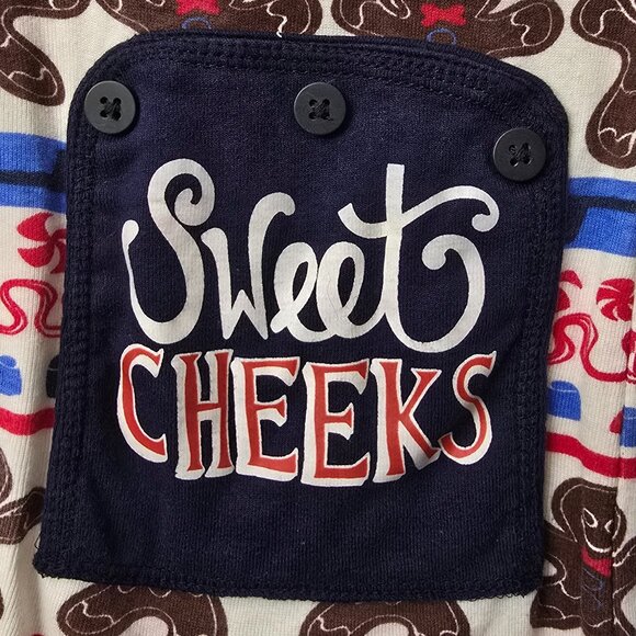Lazy One Butt Flap Pajamas 12 Month Baby Christmas Gingerbread Man Sweet Cheeks - Picture 3 of 5